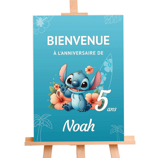 Affiche bienvenue anniversaire personnalisée STITCH