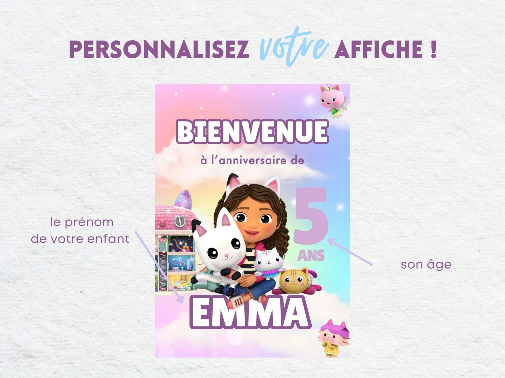 Affiche bienvenue personnalisée GABBY ET LA MAISON MAGIQUE