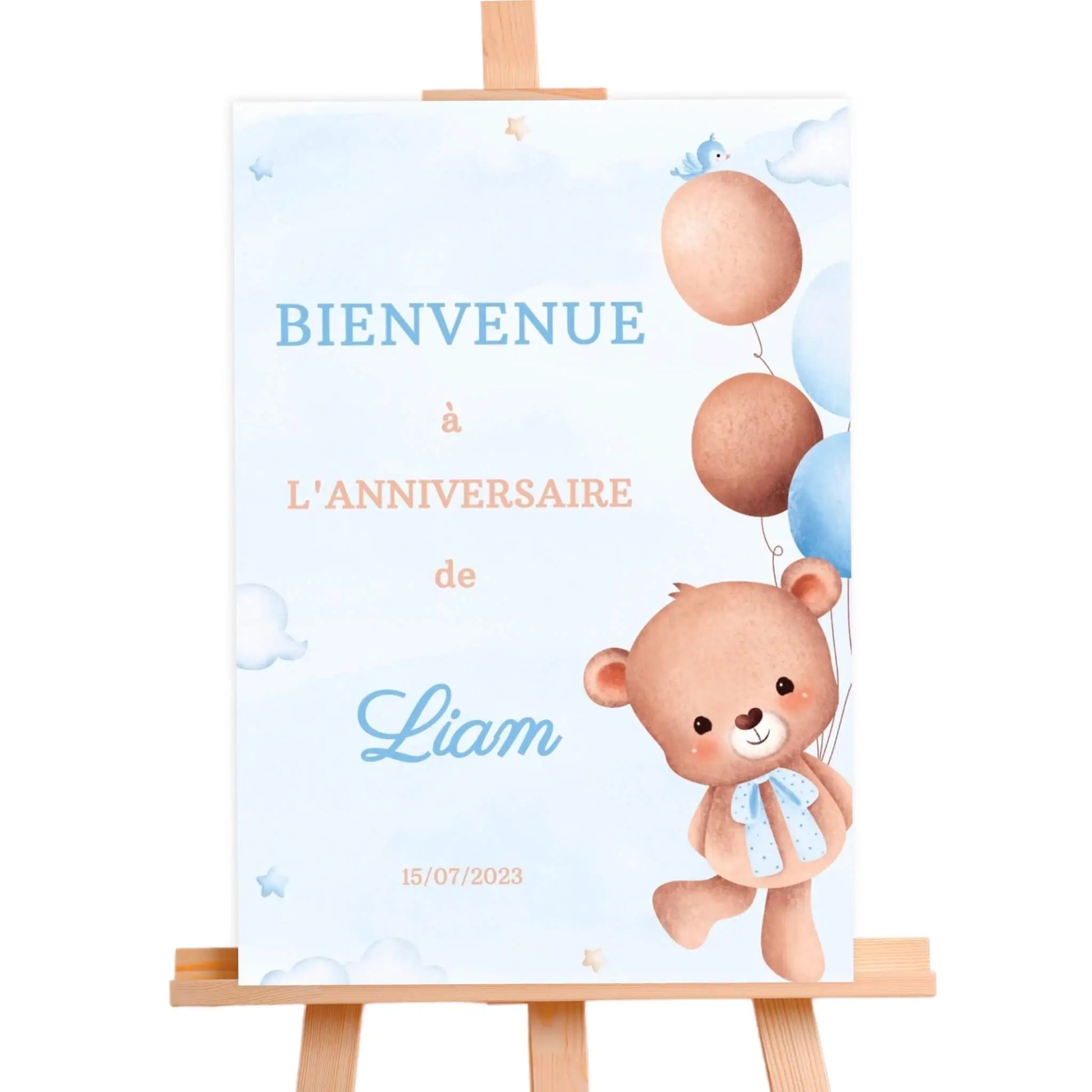 Affiche bienvenue personnalisée OURSON BLEU