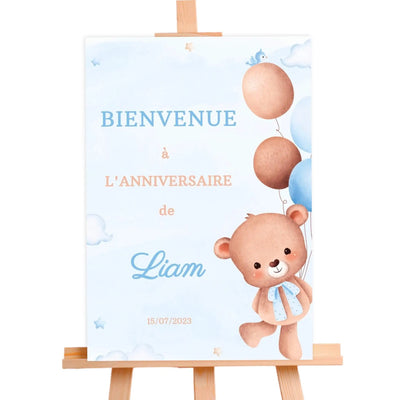 Affiche bienvenue personnalisée OURSON BLEU