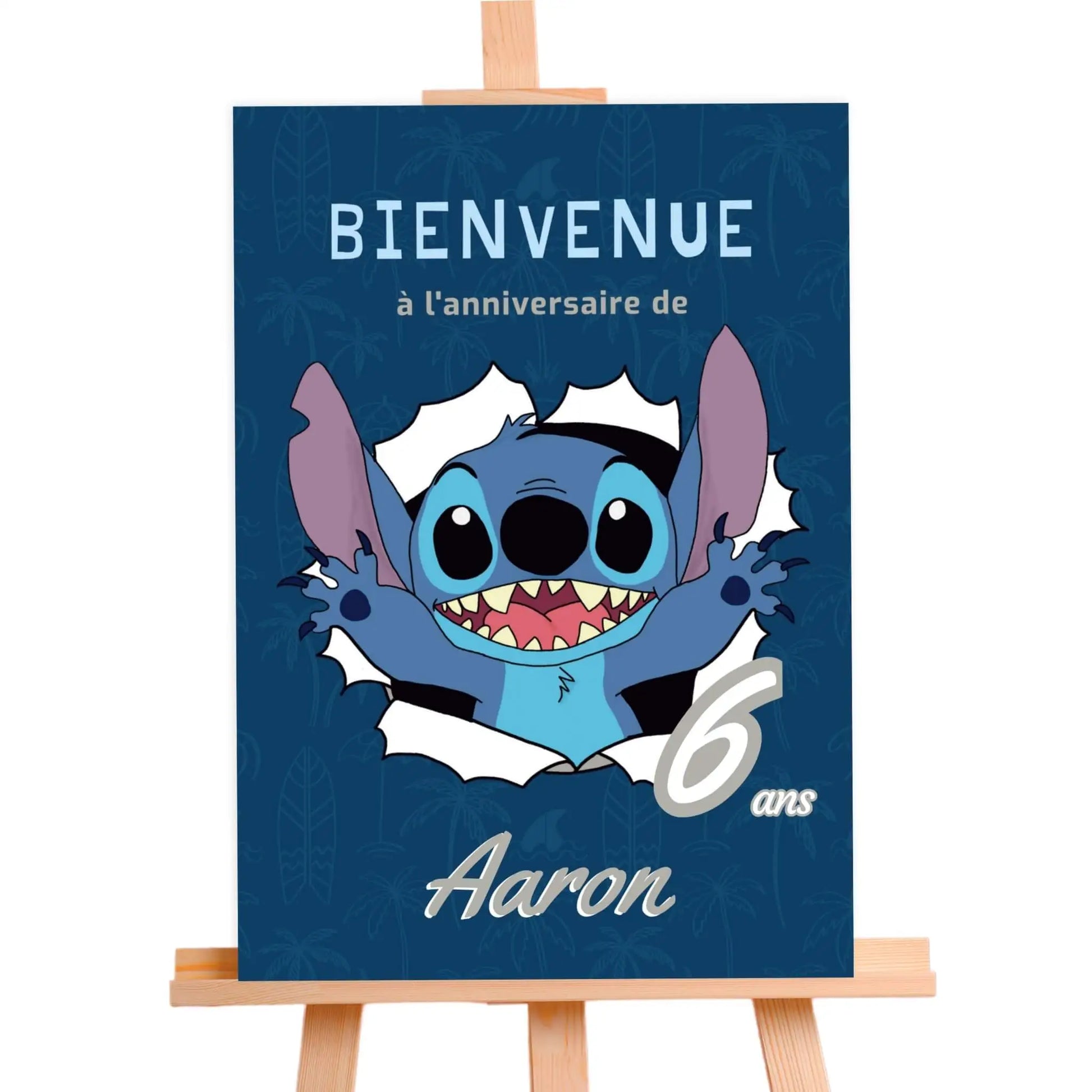 Affiche bienvenue personnalisée STITCH bleue