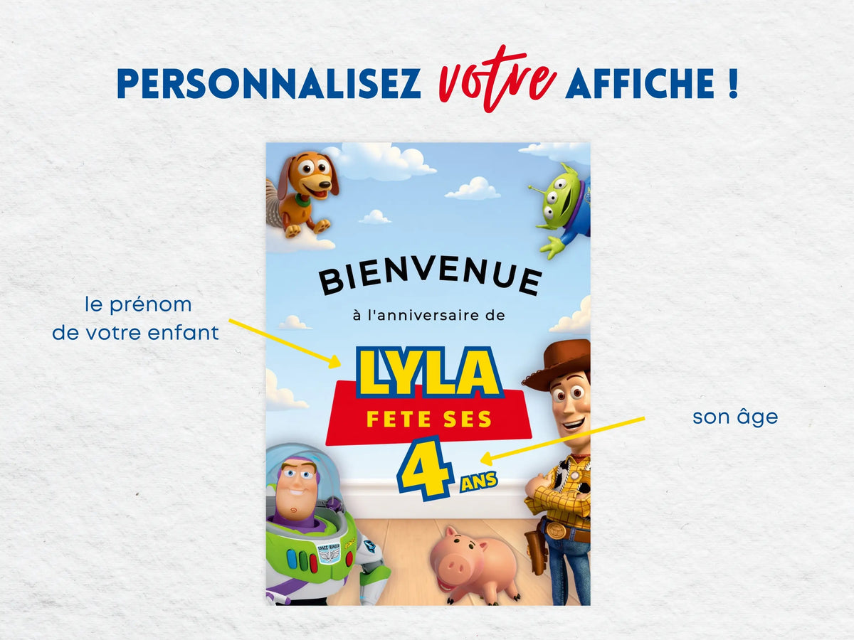 Affiche bienvenue personnalisée TOY STORY
