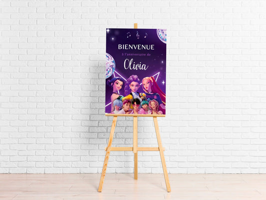 Affiche bienvenue personnalisée anniversaire KPOP DEMON HUNTERS