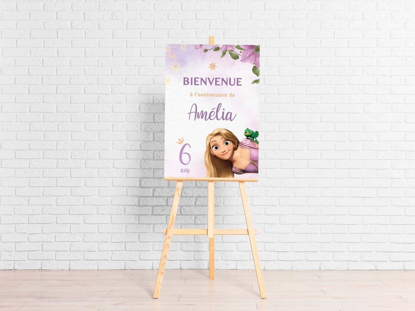 Affiche bienvenue personnalisée anniversaire PRINCESSE RAIPONCE