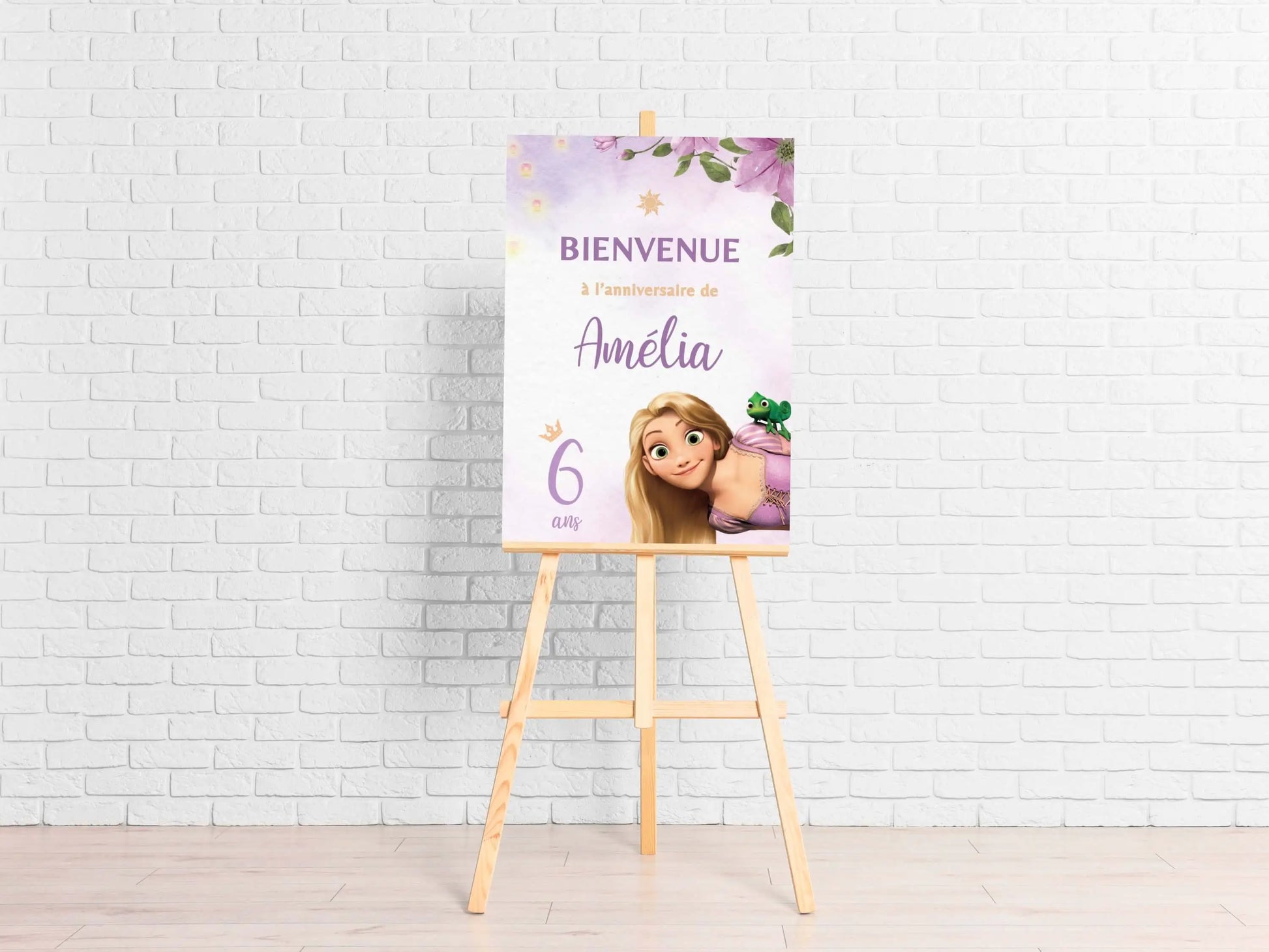 Affiche bienvenue personnalisée anniversaire PRINCESSE RAIPONCE