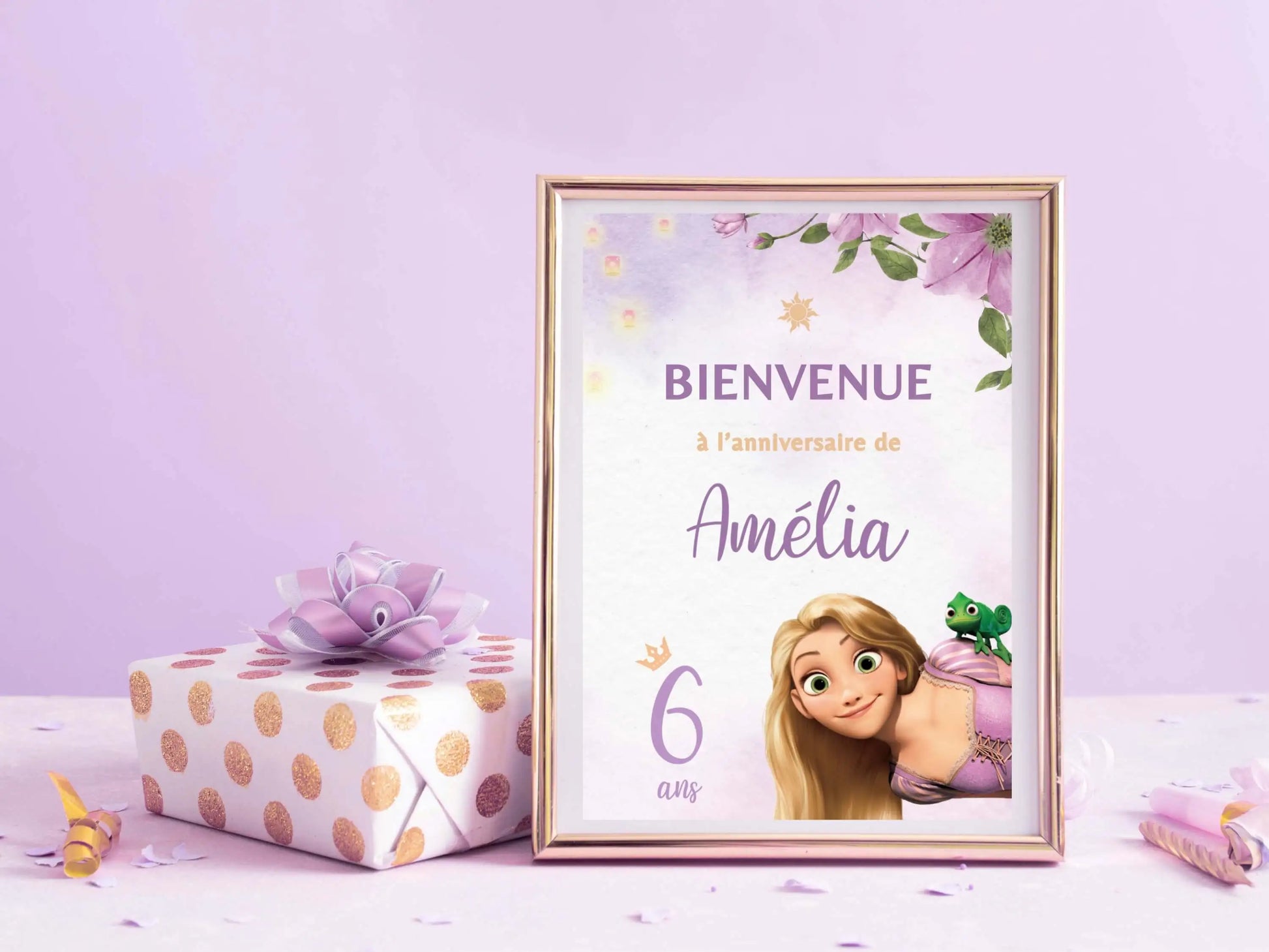 Affiche bienvenue personnalisée anniversaire PRINCESSE RAIPONCE