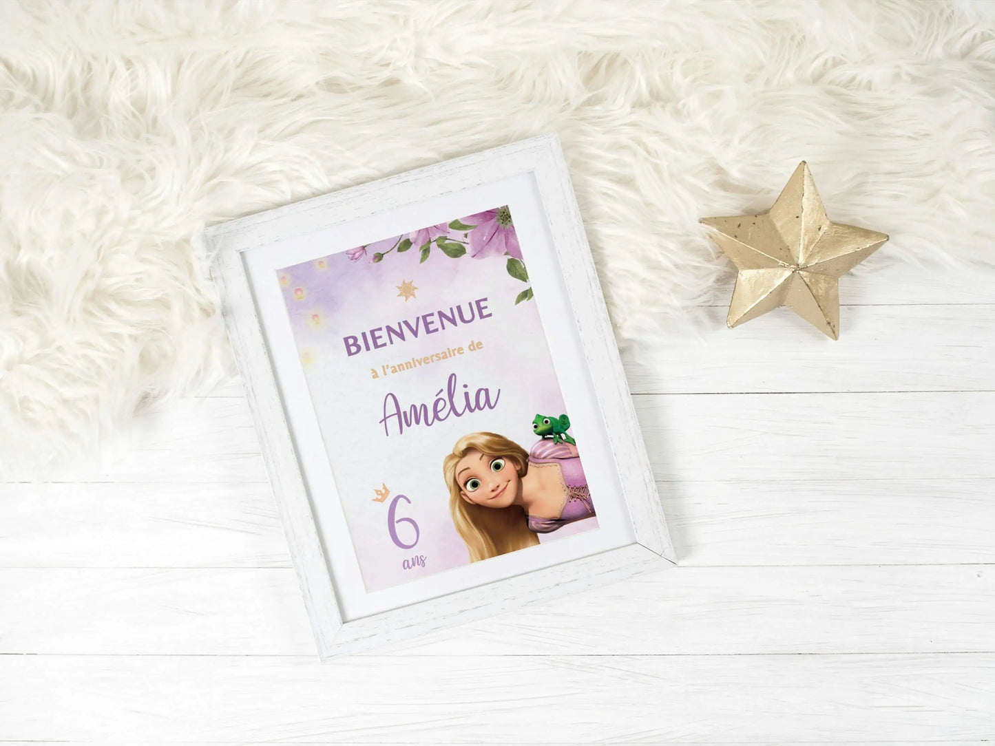 Affiche bienvenue personnalisée anniversaire PRINCESSE RAIPONCE
