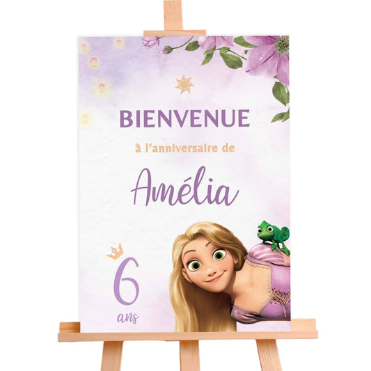 Affiche bienvenue personnalisée anniversaire PRINCESSE RAIPONCE
