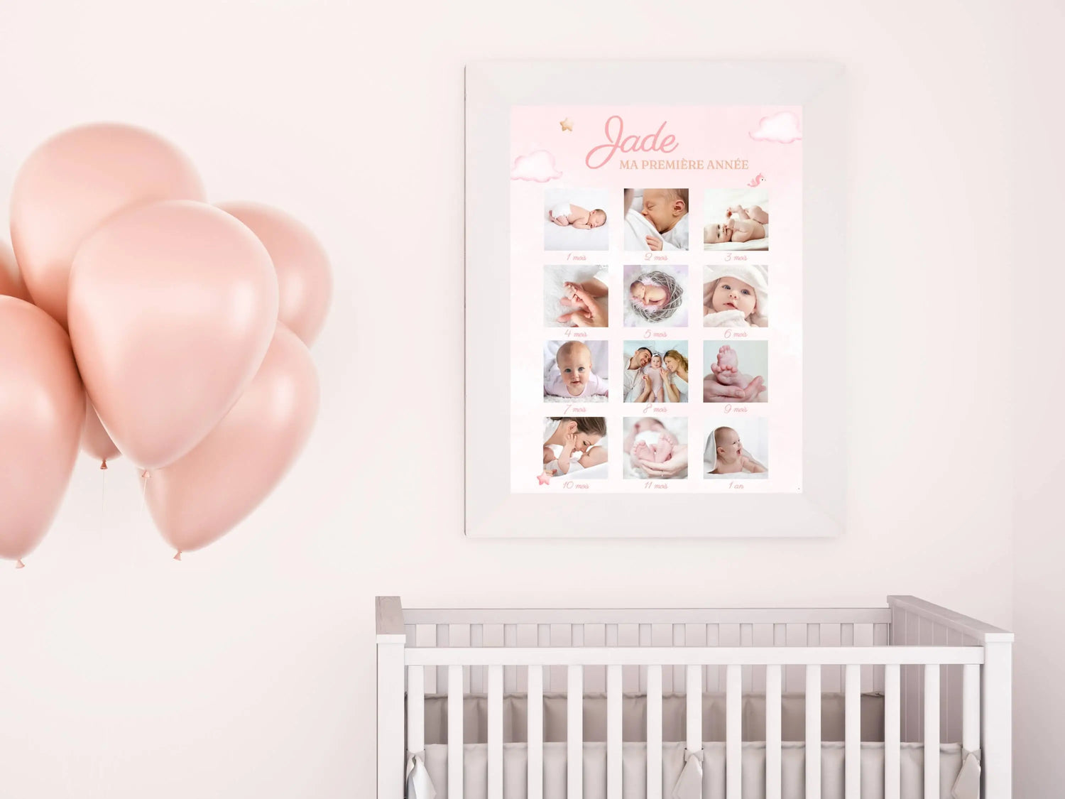 Affiche ma première année ourson rose Papettelie