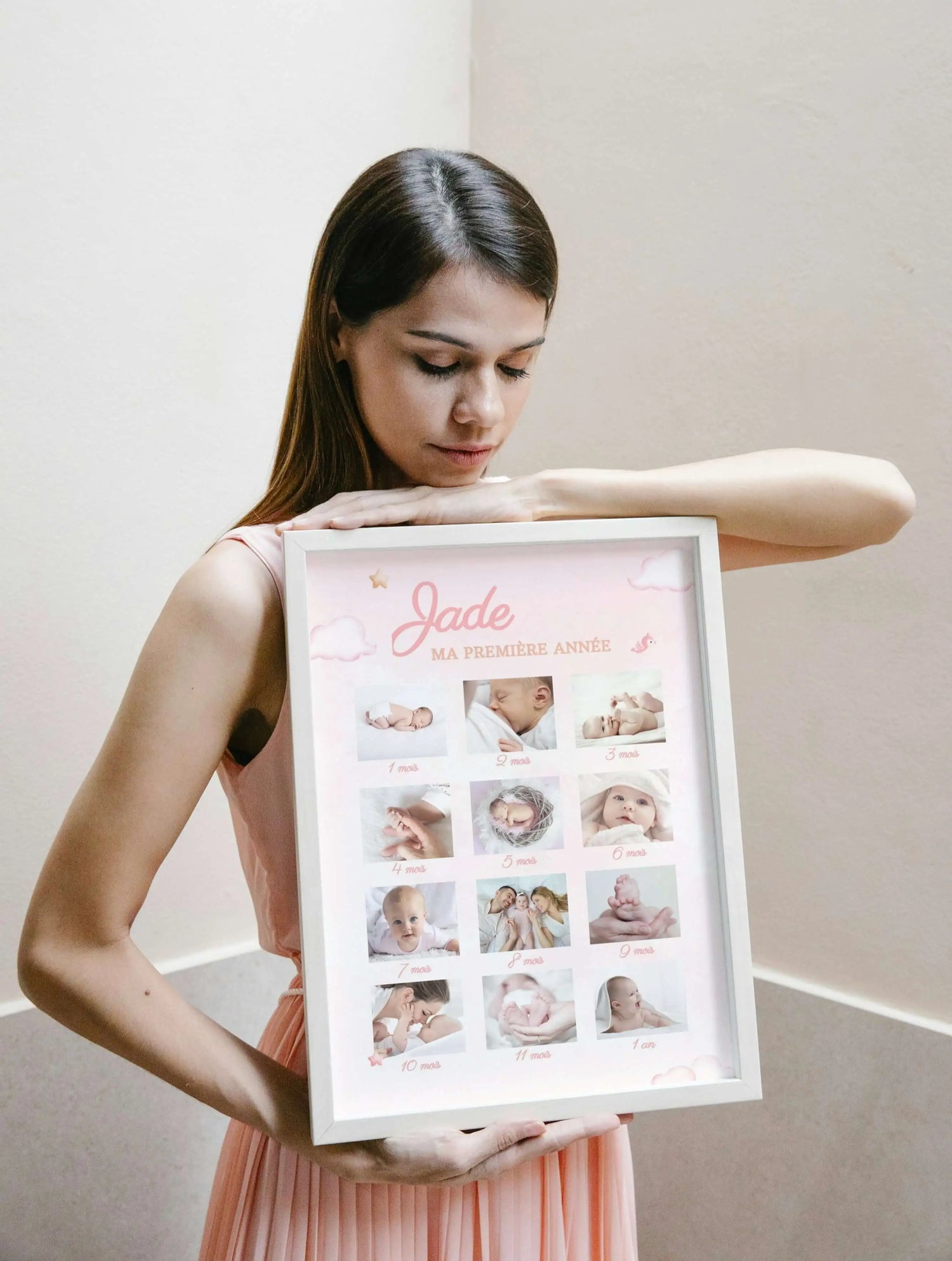 Affiche ma première année personnalisée rose Papettelie