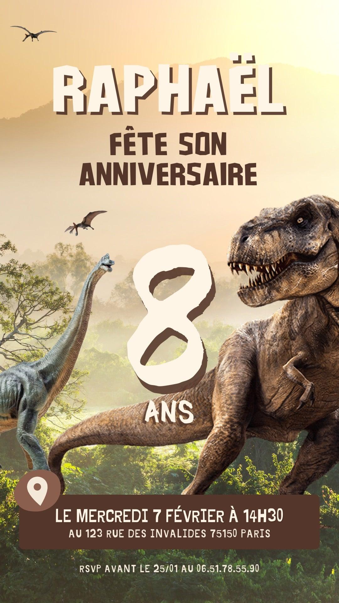 Invitation mobile personnalisée DINOSAURE - Papettelie