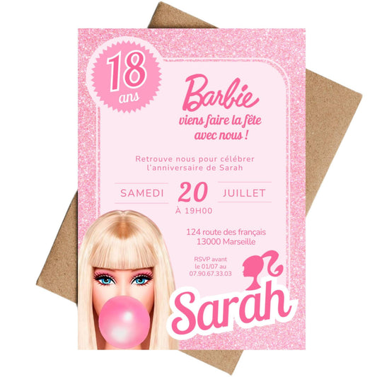 Invitations personnalisées BARBIE - Papettelie