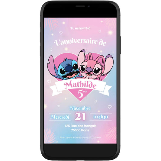 Invitation mobile personnalisée STITCH & ANGEL - Papettelie