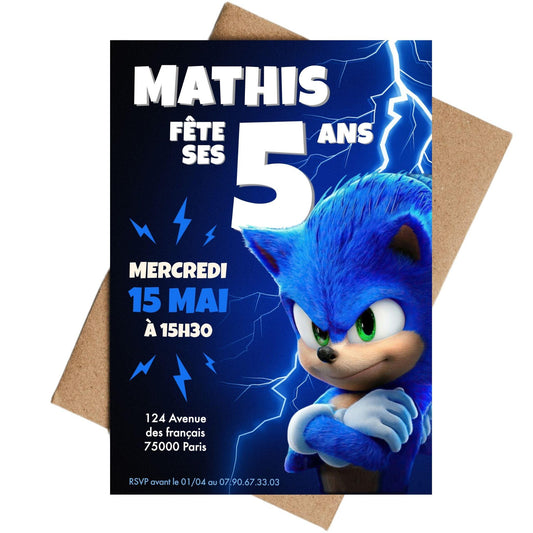 Invitations personnalisées SONIC - Papettelie