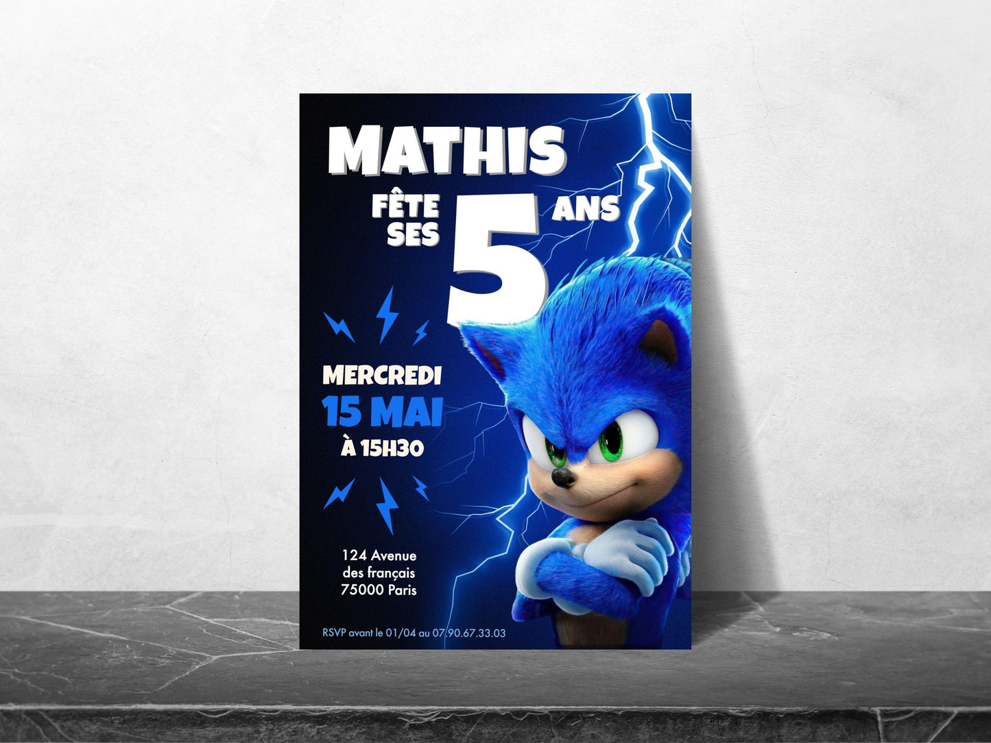 Invitations personnalisées SONIC - Papettelie