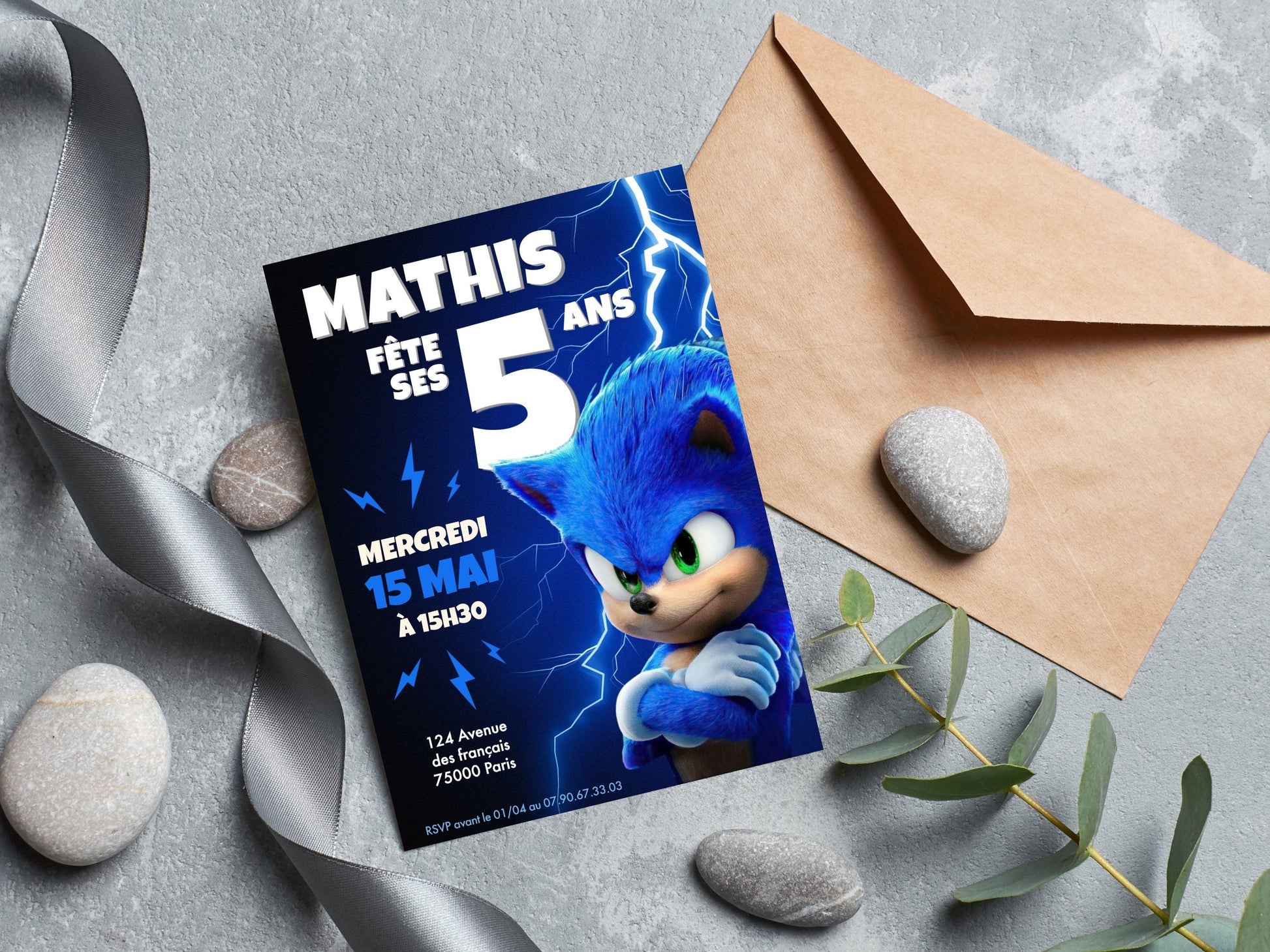 Invitations personnalisées SONIC - Papettelie