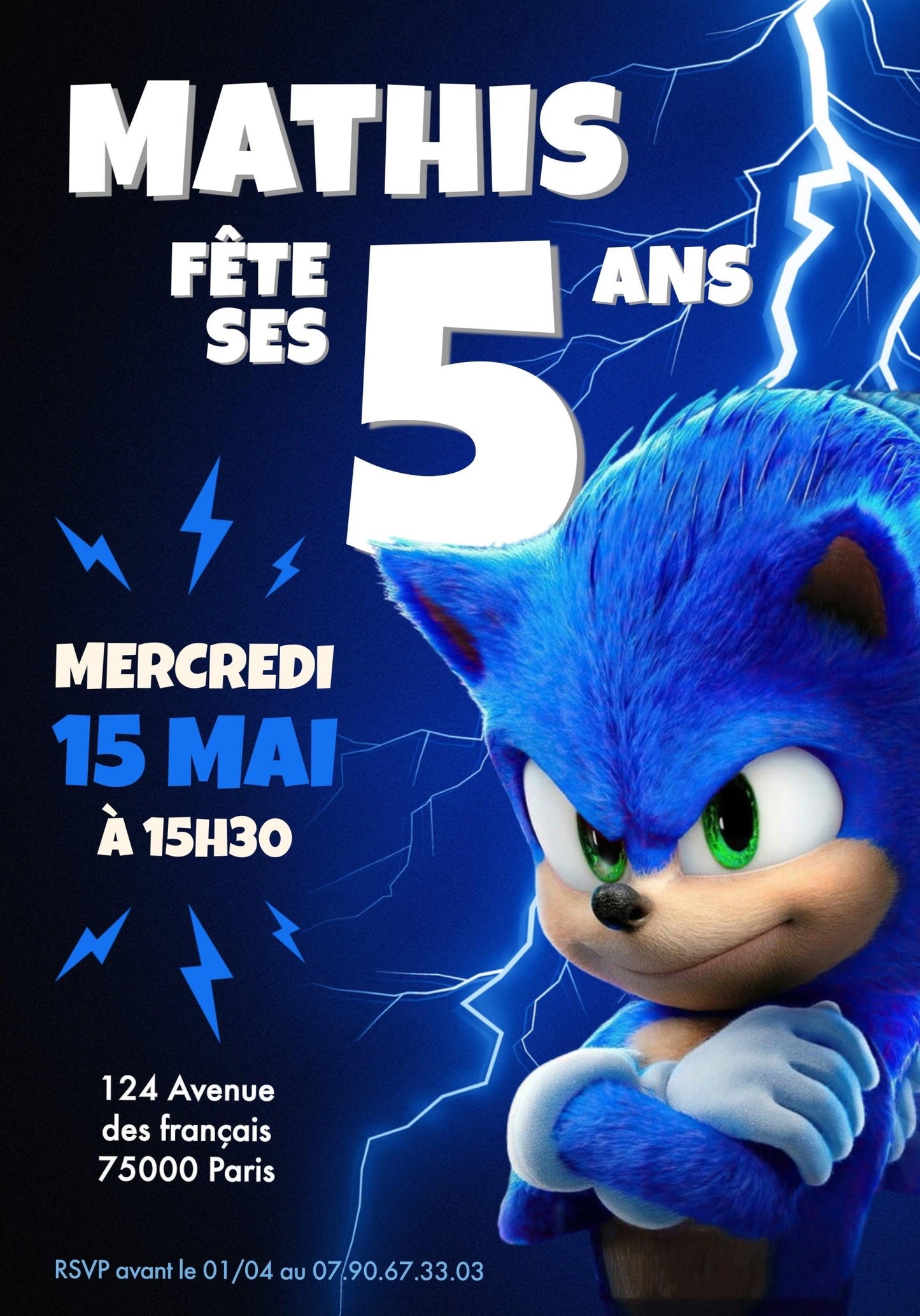 Invitations personnalisées SONIC - Papettelie