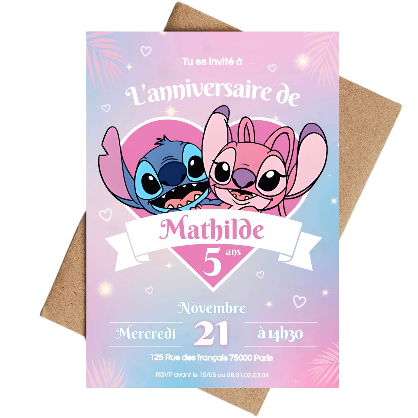 Invitations personnalisées STITCH & ANGEL