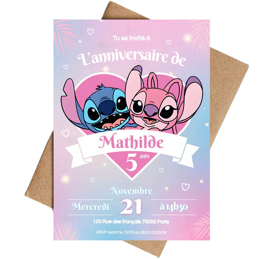 Invitations personnalisées STITCH & ANGEL