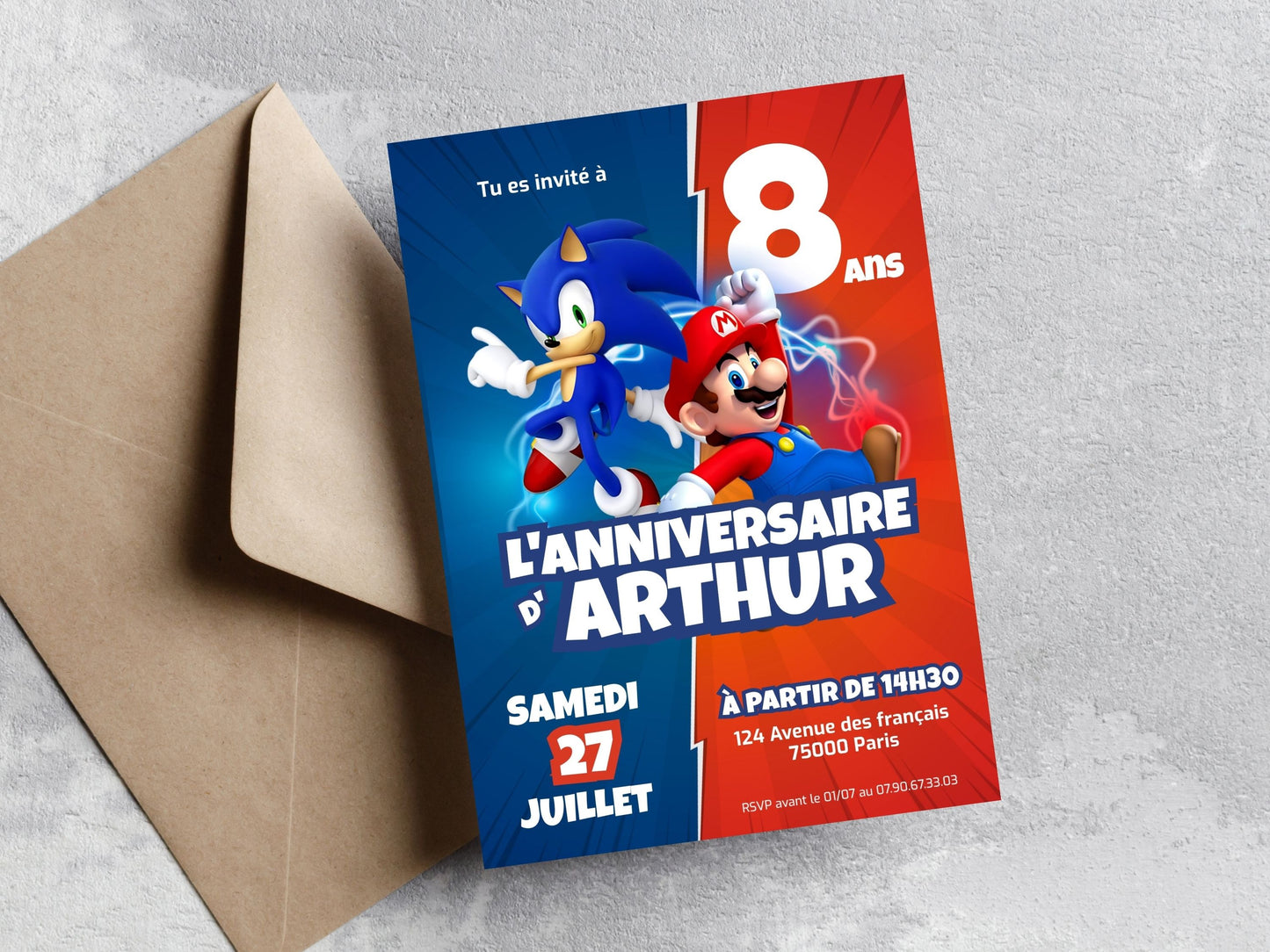 Personalized MARIO &amp; SONIC invitations