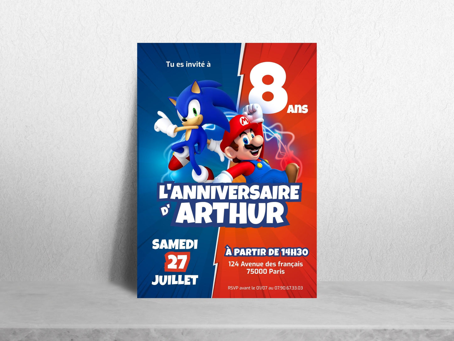 Personalized MARIO &amp; SONIC invitations