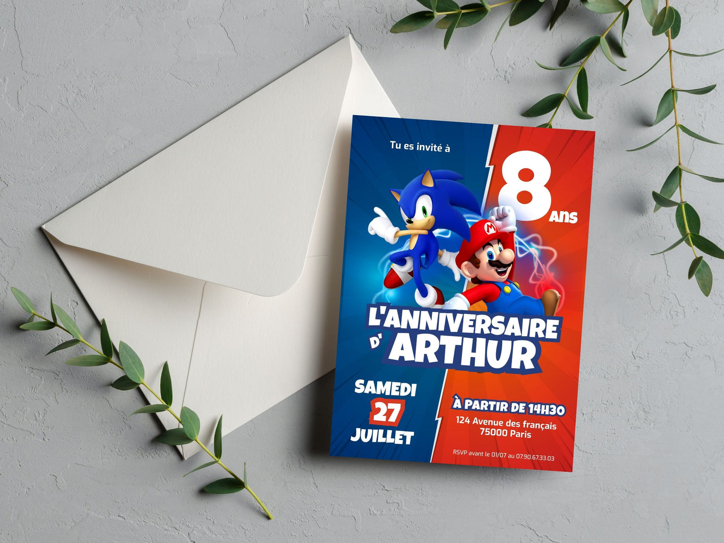 Personalized MARIO &amp; SONIC invitations