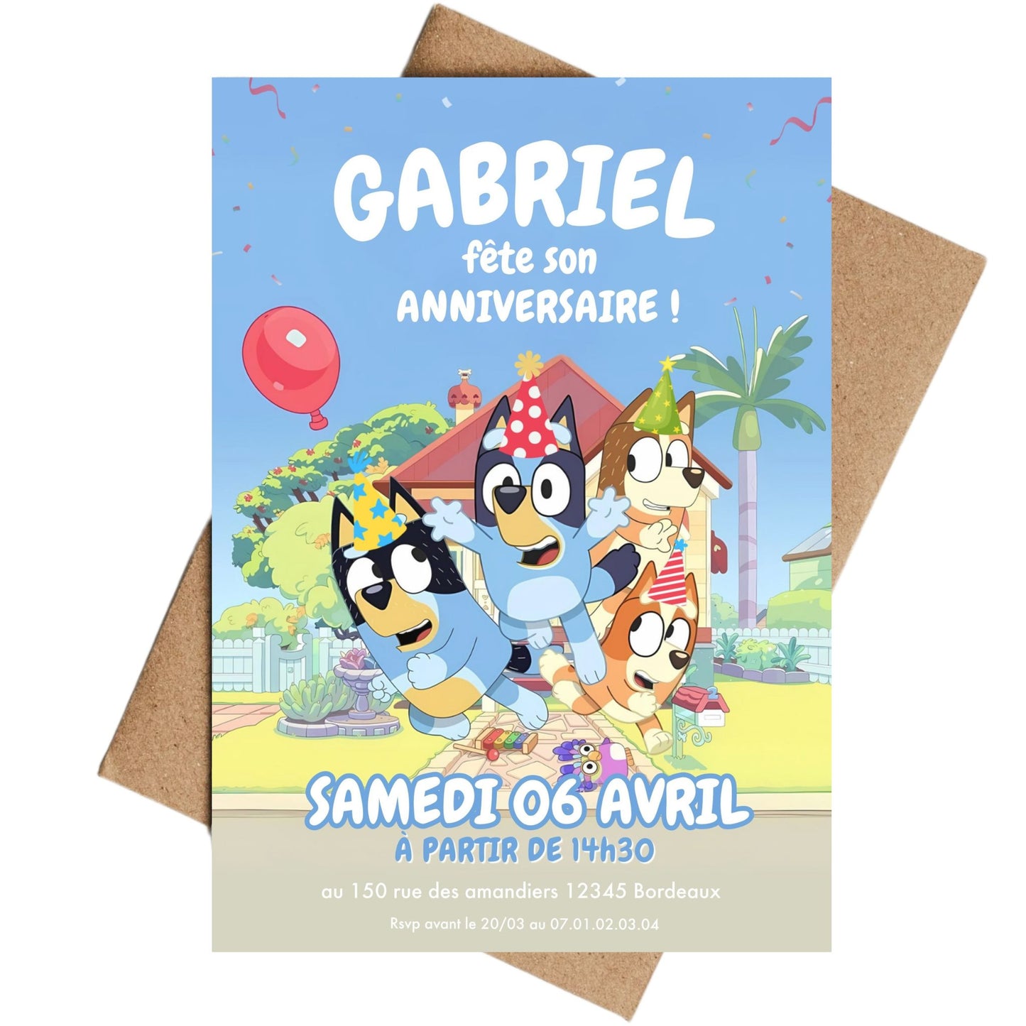 Invitations personnalisées BLUEY