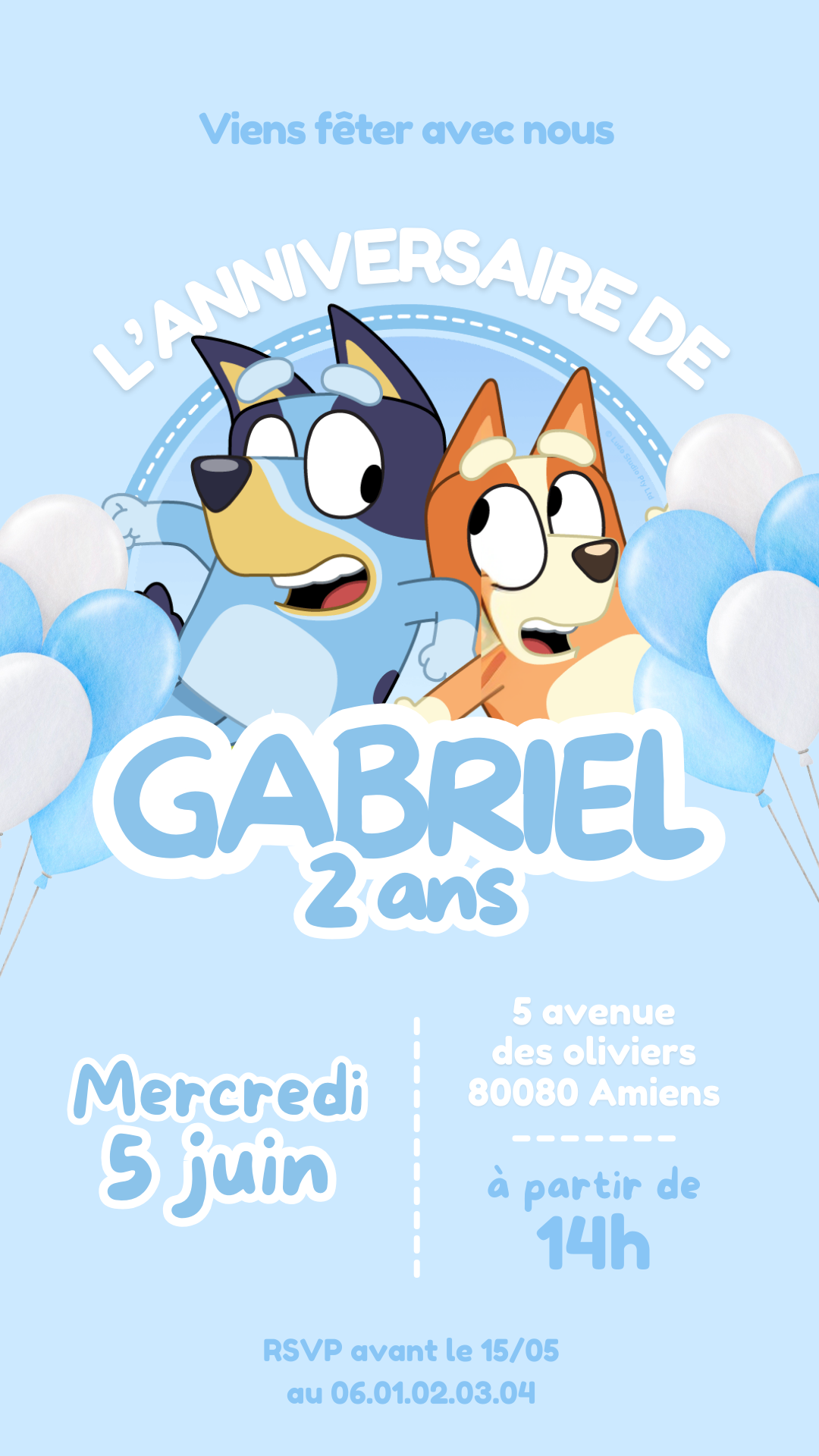 BLUEY personalized mobile invitation