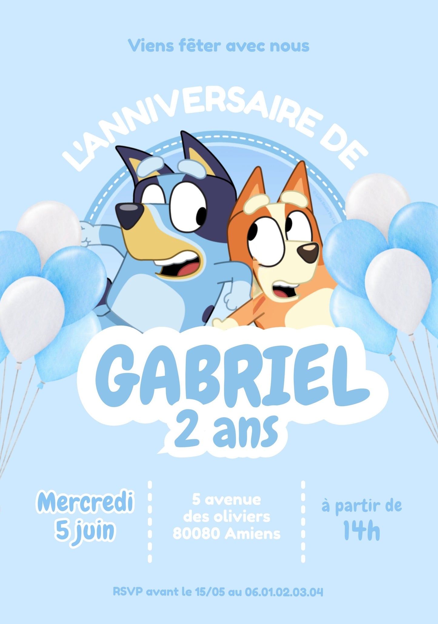 Invitations personnalisées BLUEY