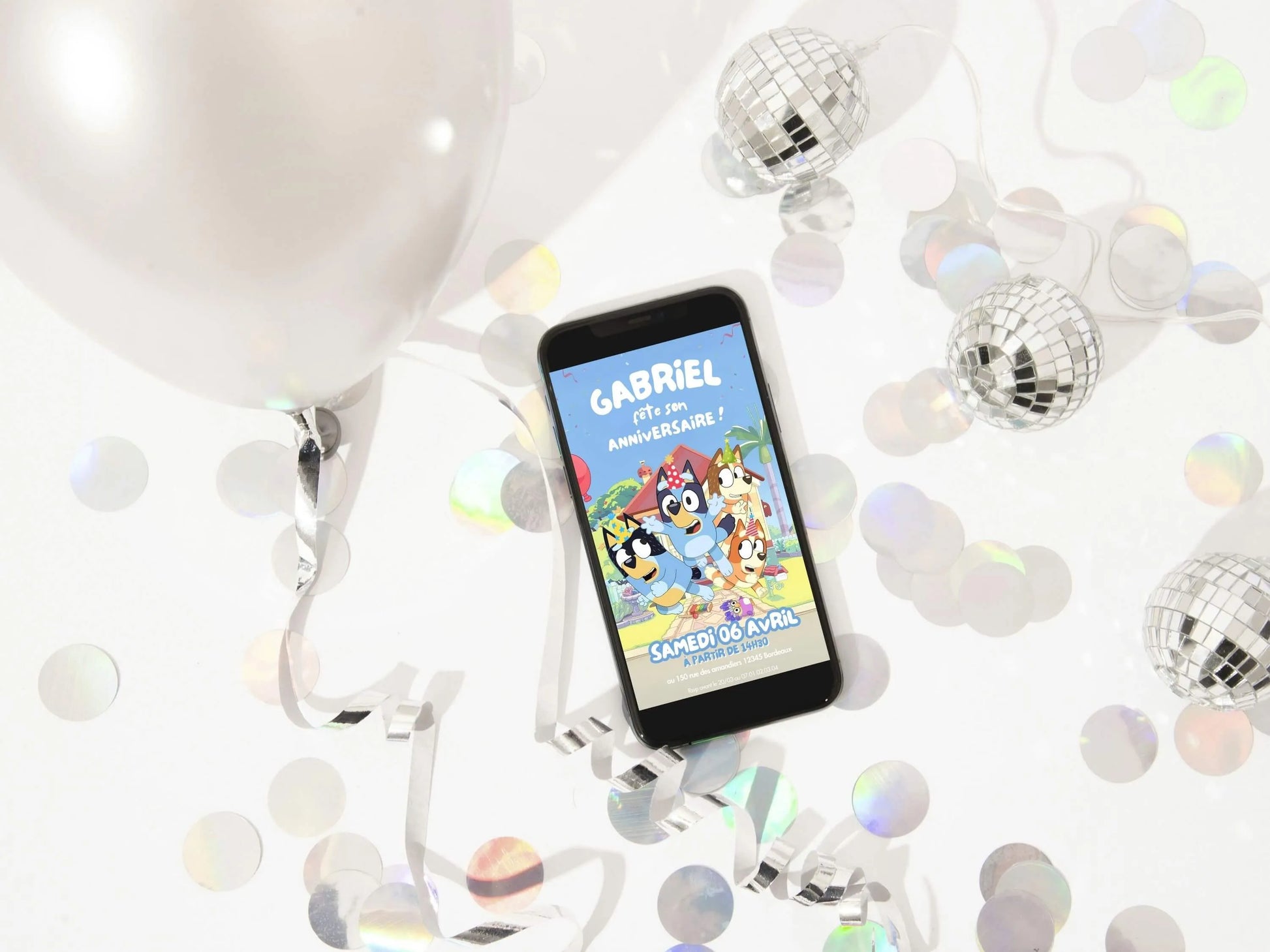 Invitation mobile anniversaire personnalisée BLUEY