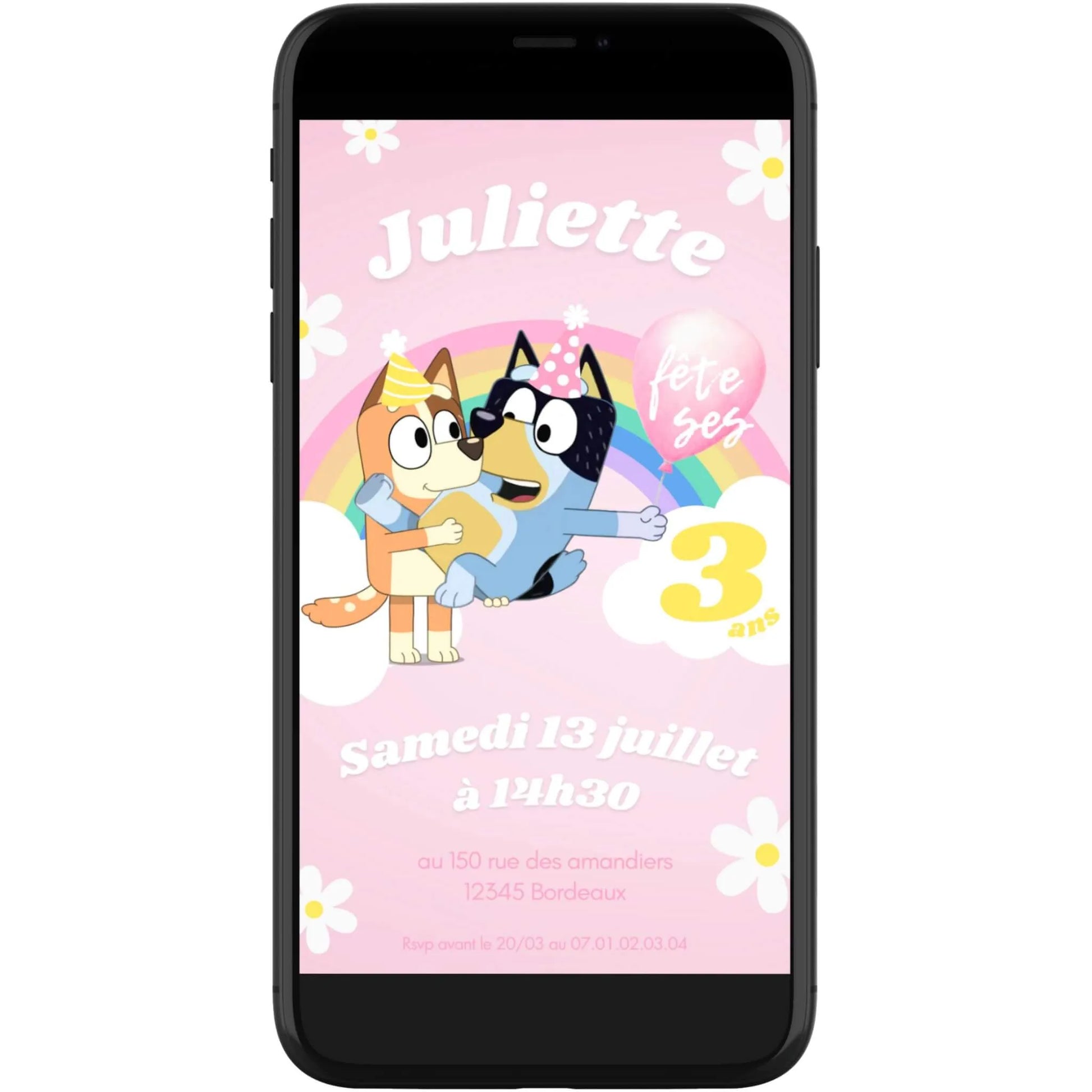 Invitation mobile anniversaire personnalisée BLUEY