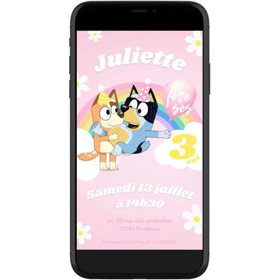 Invitation mobile anniversaire personnalisée BLUEY