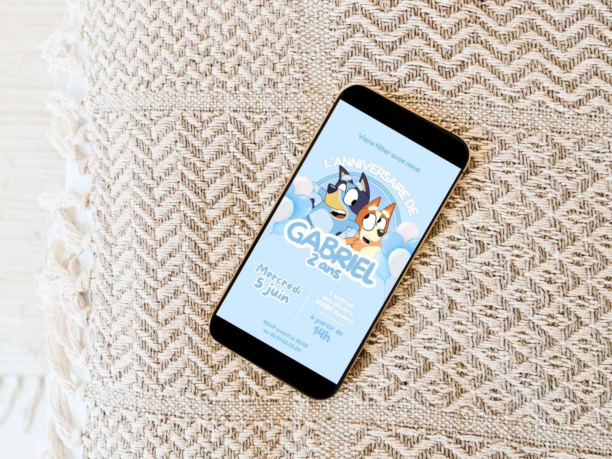 Invitation mobile anniversaire personnalisée BLUEY