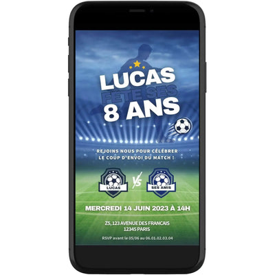 Invitation mobile anniversaire personnalisée FOOTBALL