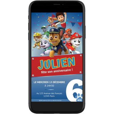 Invitation mobile anniversaire personnalisée PAT'PATROUILLE