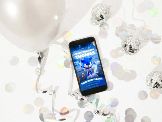 Invitation mobile anniversaire personnalisée SONIC