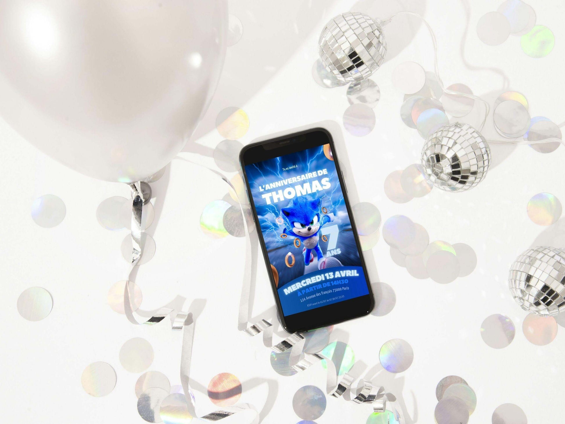 Invitation mobile anniversaire personnalisée SONIC