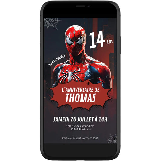 Invitation mobile anniversaire personnalisée SPIDERMAN