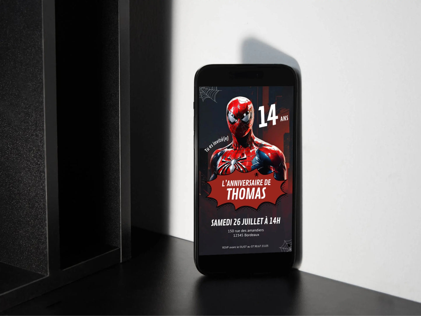 Invitation digitale anniversaire personnalisée SPIDERMAN