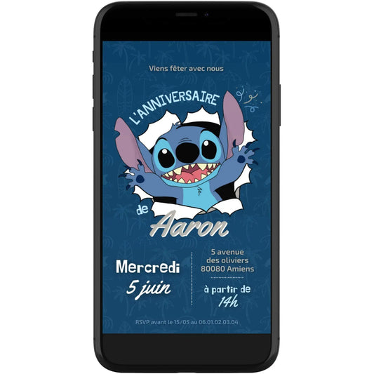 Invitation mobile anniversaire personnalisée STITCH