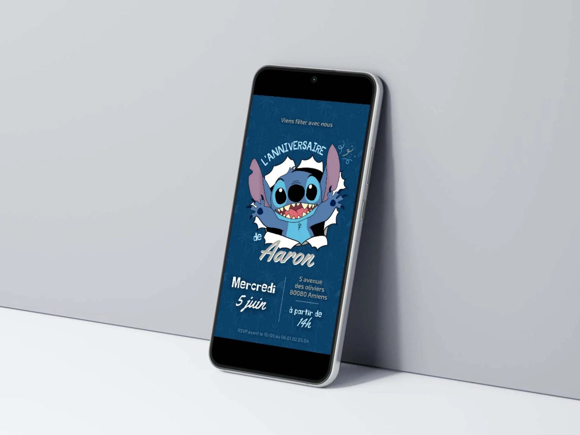 Invitation mobile anniversaire personnalisée STITCH