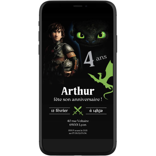 Invitation mobile personnalisée DRAGON
