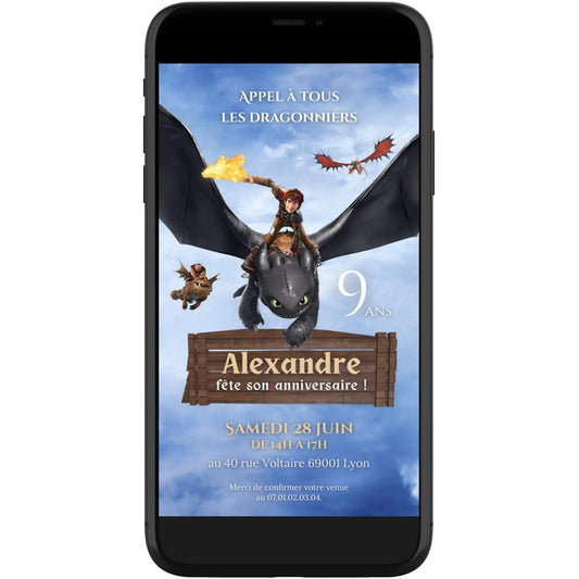 Invitation mobile personnalisée DRAGON