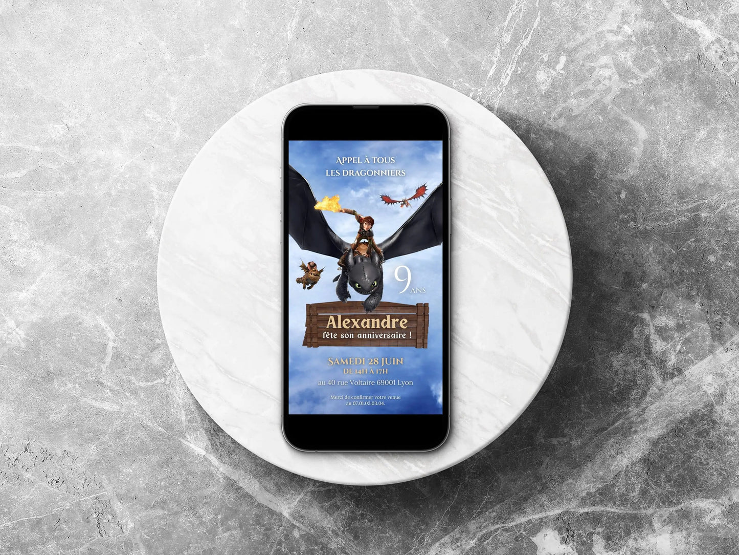 Invitation mobile personnalisée DRAGON