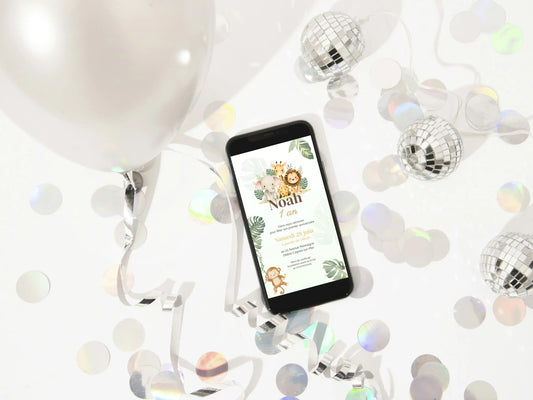 Invitation mobile personnalisée JUNGLE safari animaux