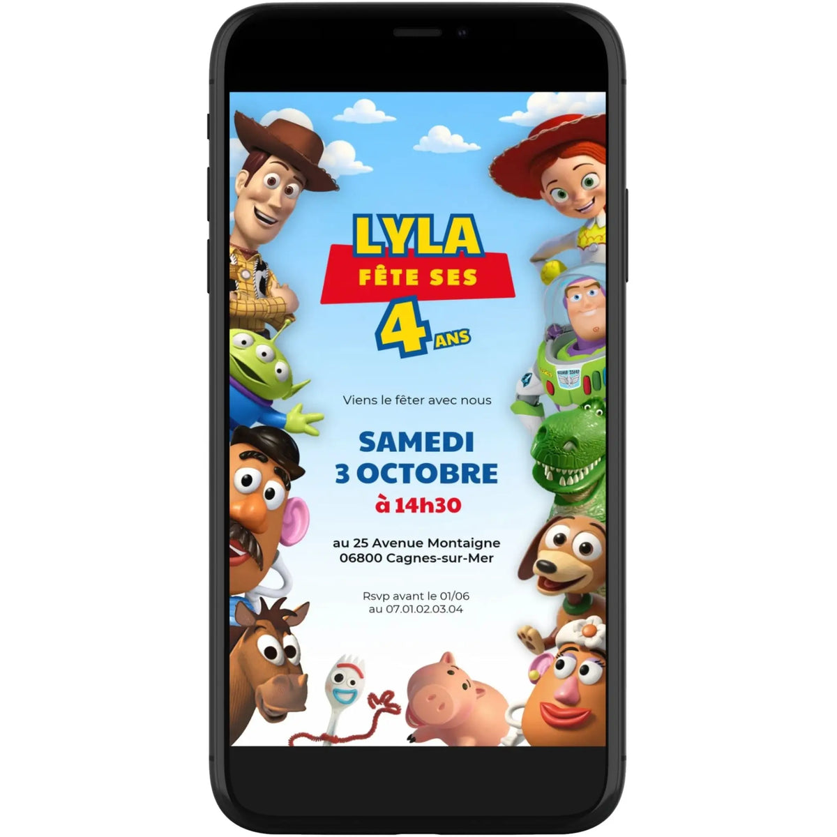Invitation mobile personnalisée TOY STORY