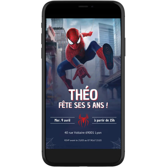 Invitation mobile personnalisée anniversaire SPIDERMAN