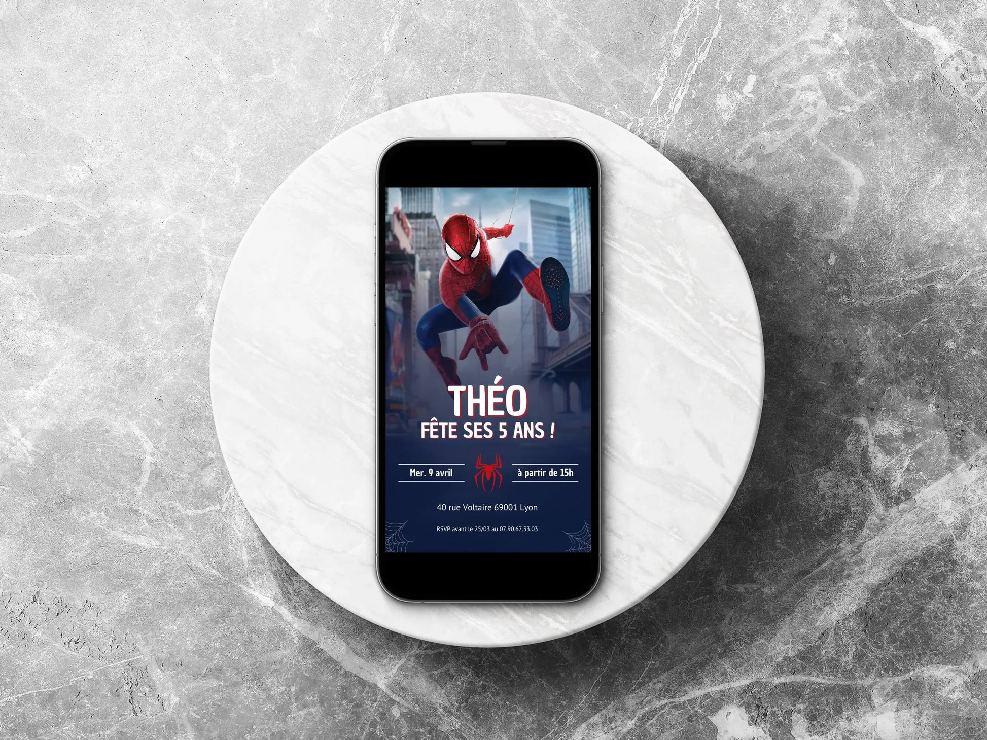 Invitation mobile personnalisée anniversaire SPIDERMAN