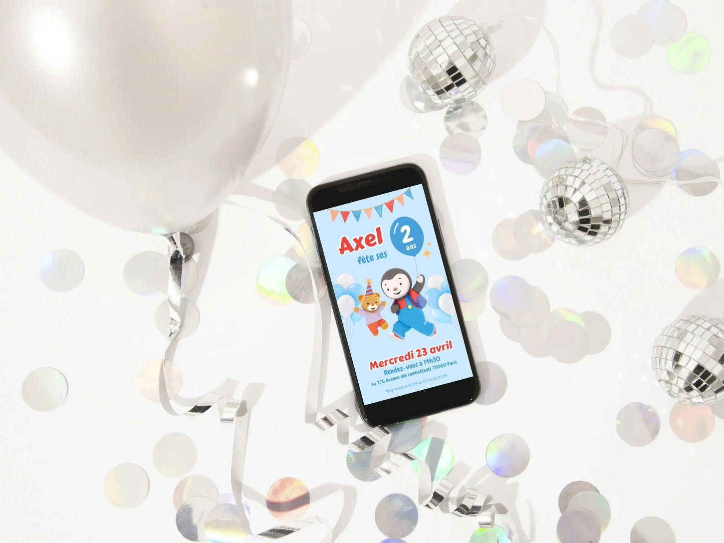 Invitation mobile personnalisée anniversaire TCHOUPI