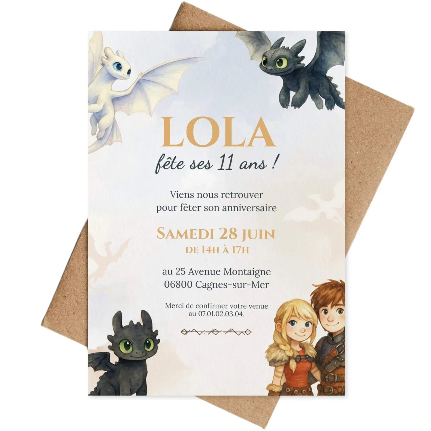 Invitations anniversaire personnalisées DRAGON Krokmou